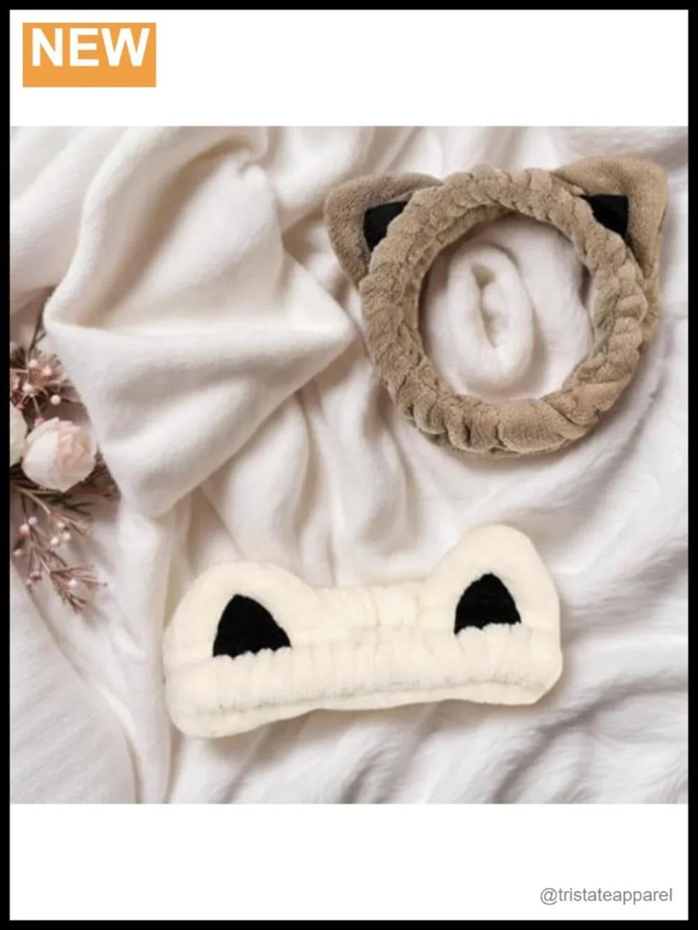 Cat Ear Spa Headband, Soft Fleece Face Wash Headbands, 2 Pack
